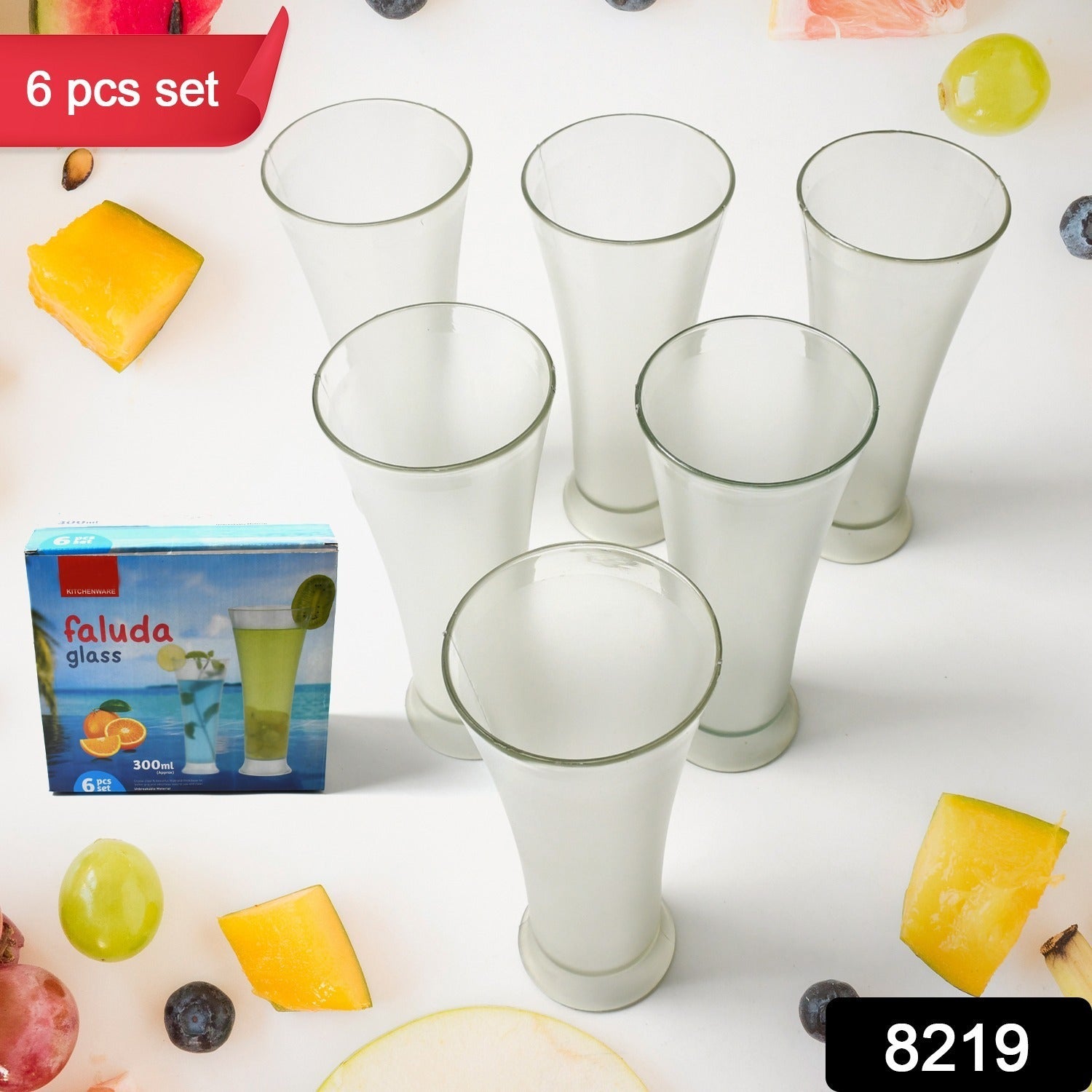 8219 High Quality Faluda, ice cream, Juicer and Water Glasses Set of 6 Transparent, Drinking Water Glasses Stylish Glasses for Faluda, Water, Juice, Glass Set of 6 Pcs (300 ML Approx) 8219 High Quality Faluda, ice cream, Juicer and Water Glasses Set of 6 Transparent, Drinking Water Glasses Stylish Glasses for Faluda, Water, Juice, Glass Set of 6 Pcs (300 ML Approx)
